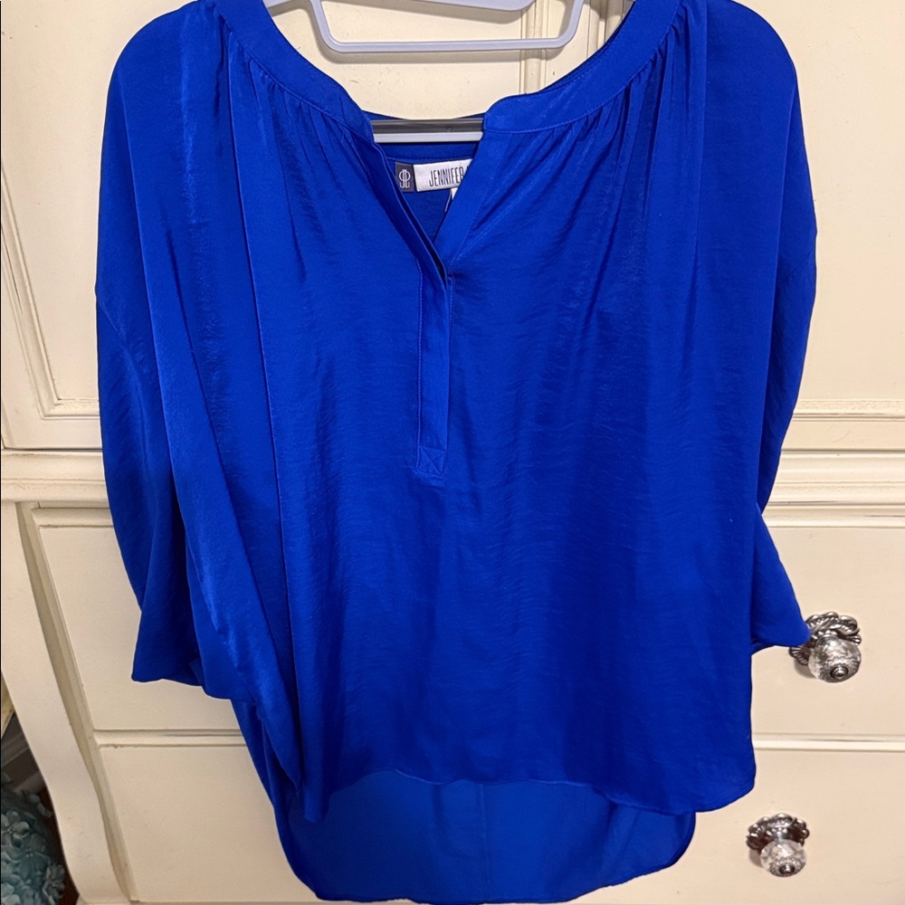 Jennifer Lopez cobalt electric Blue Blouse l
